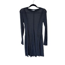 Zara Black Glitter Sheer Long Sleeve Mini Dress Womens S Glam Whimsigoth Casual