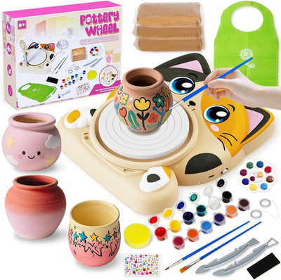 Pottery Wheel for Kids - Pottery Arts and Crafts for Kids Ages 8-12 with 3 Pack