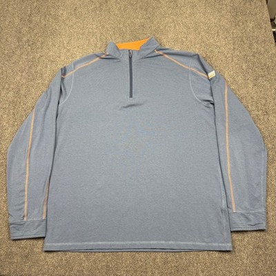 Tasc Performance 1/4 Zip Pullover Mens L Blue Orange Organic Cotton Bamboo