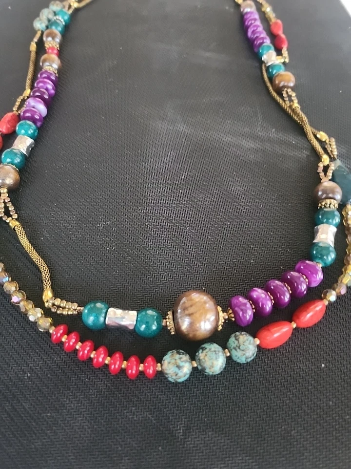 Zevar By TRESKA 波西米亚项链厚串珠双股 35 至 37 — 第 3/4 张图片