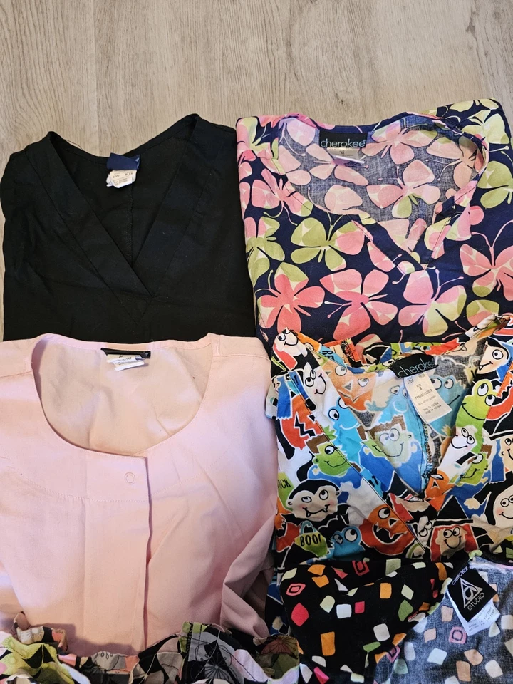 Lote de 6 Camisetas Médicas Cherokee Manga Corta y Larga Talla M Foto 2 de 3