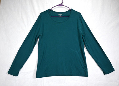 White Stag XXL 2X Teal Long Sleeve Top 100% Cotton Basic Casual Shirt Women