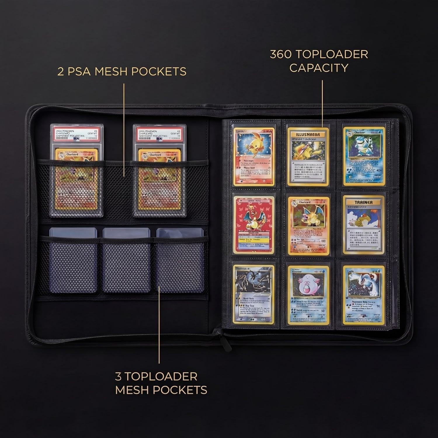Toploader Binder 9 Pocket Holds 360 Toploaders - Collector Kit Gloves, Tweezers  — image 2