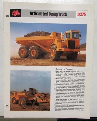 1978 DJB D275 Articulated Dump Truck Specifications Construction Sales Brochure
