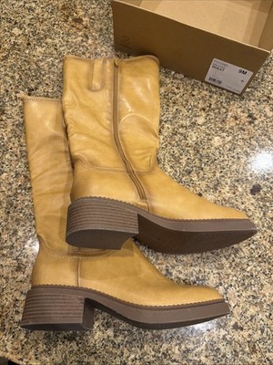 Frye & Co Mayvis Boots Wheat 8 M Brown Mid Calf Riding Heel Zip $115