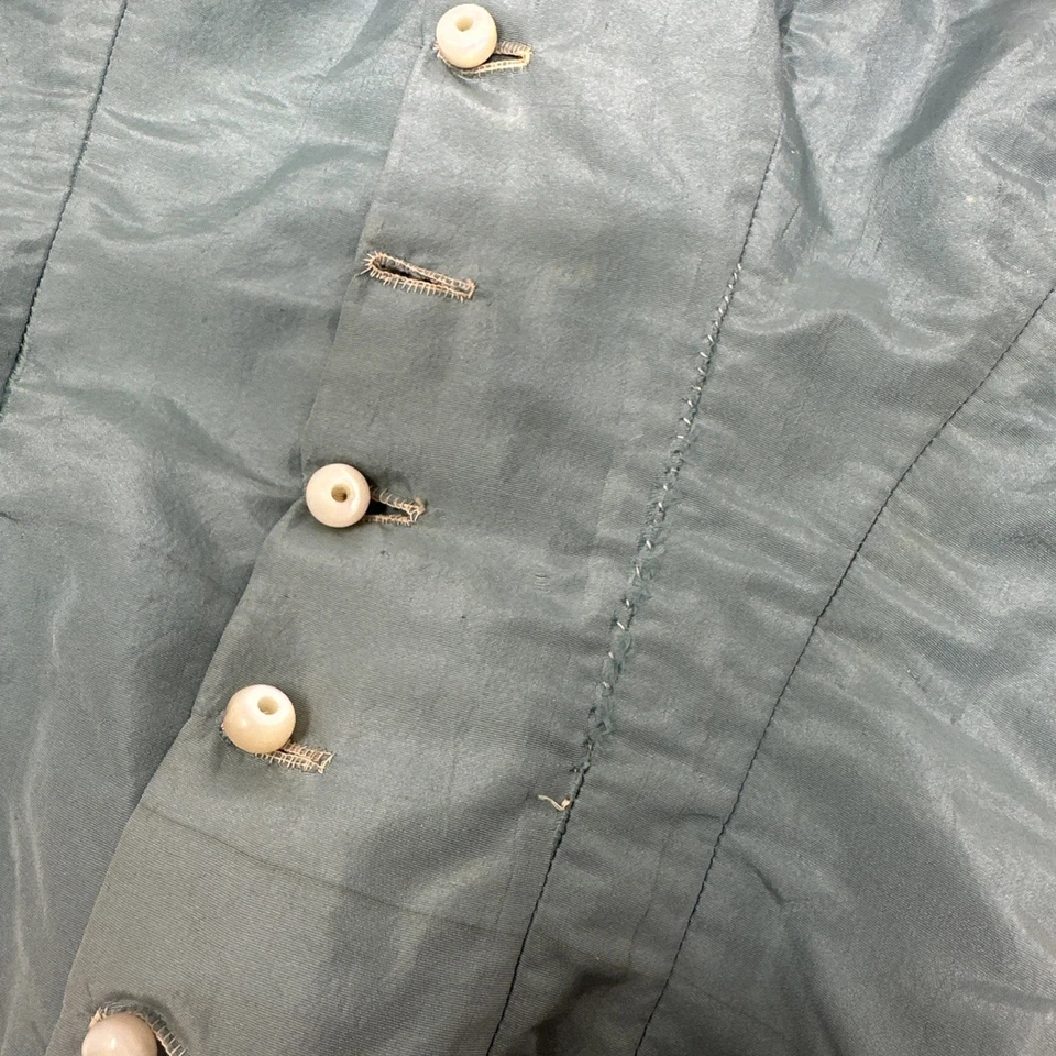 Precioso corpiño corpiño antiguo azul verde victoriano eduardiano Foto 3 de 4