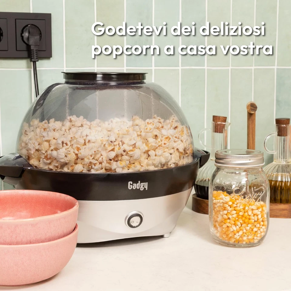 Macchina per Popcorn – Popcorn Maker Elettrico 800W Con Piastra Antiaderente & M - Immagine 2 di 4