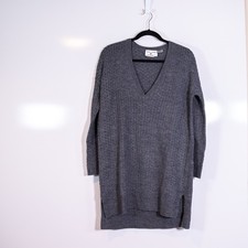 Alice And Olivia Wool Alpaca Blend Knit Stretch V Neck Pullover Sweater Dress XS