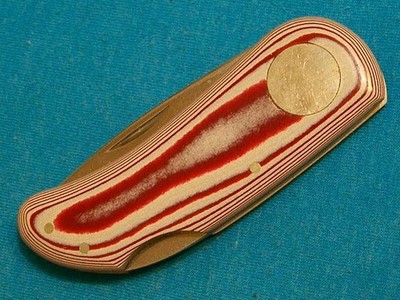 ODD NM VINTAGE FROST JAPAN CANDY STRIPE KNIFE LOCKBACK UTILITY KNIVES BIRDS EYE