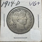 1914-D Barber Quarter 90% Silver In VG Condition, Nice Looking Coin