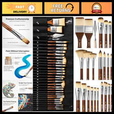 30pcs Paint Brush Set for Acrylic, Oil, Watercolor  Gouache - Art Supplies