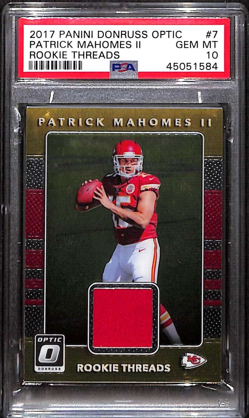 2017 Donruss Optic Rookie Threads 7 Patrick Mahomes II RC Jersey PSA 10 GEM MT