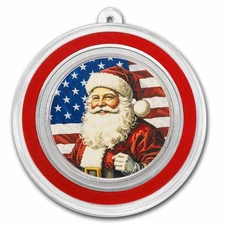 1 oz Silver Colorized Round - Patriotic American Santa