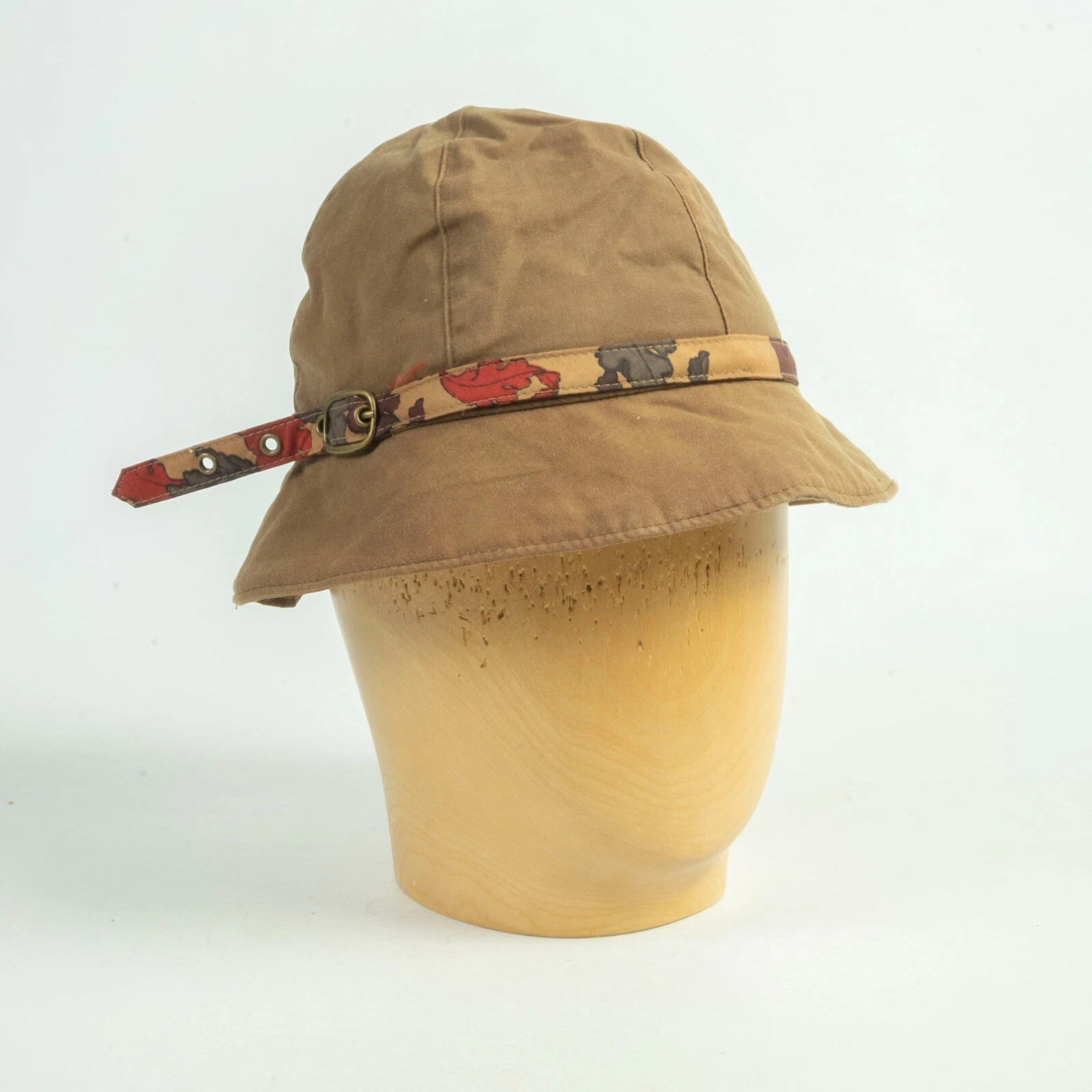 Barbour Bucket Brimmed Cotton Waxed Brown Women's Hat Cap Size S