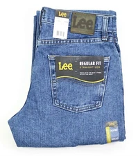 New LEE REGULAR FIT STRAIGHT LEG JEANS Men`s Sizes Stonewash Color 100% Cotton 