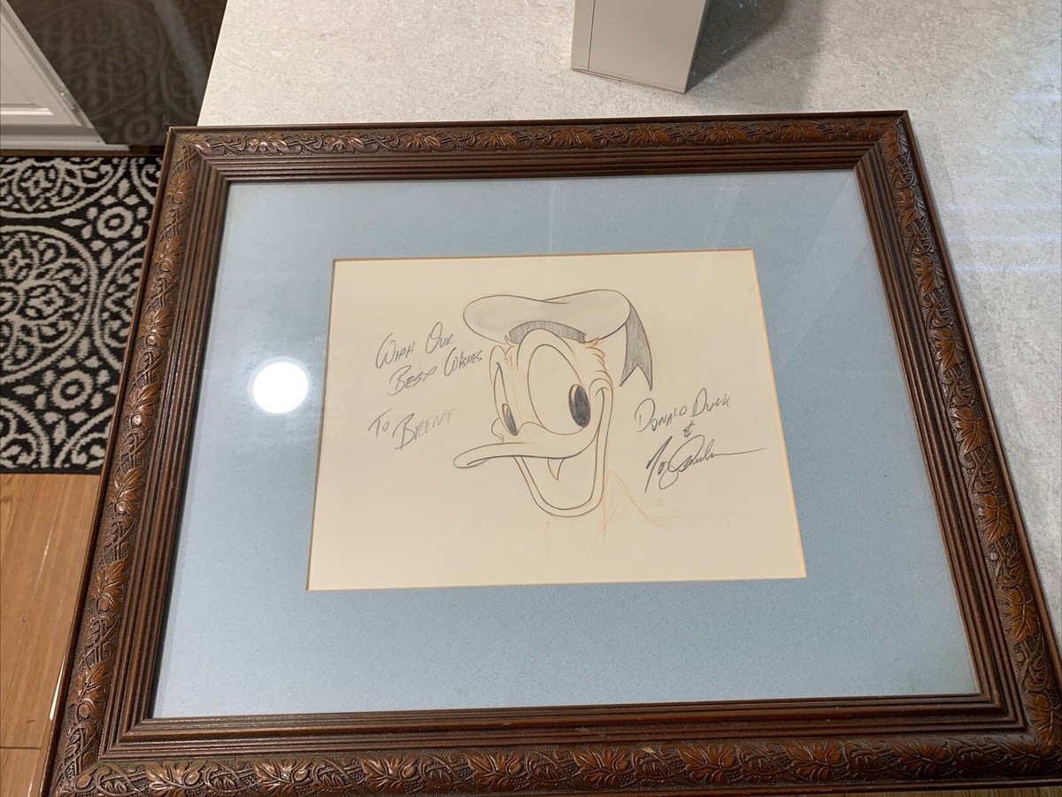 🔵 Donald Duck Disney hand signed original drawing by voice
