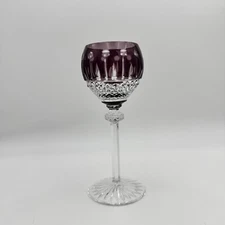 Ajka Crystal King Louis Purple Cut To Clear Crystal Wine Glass Pristine 7.75”H