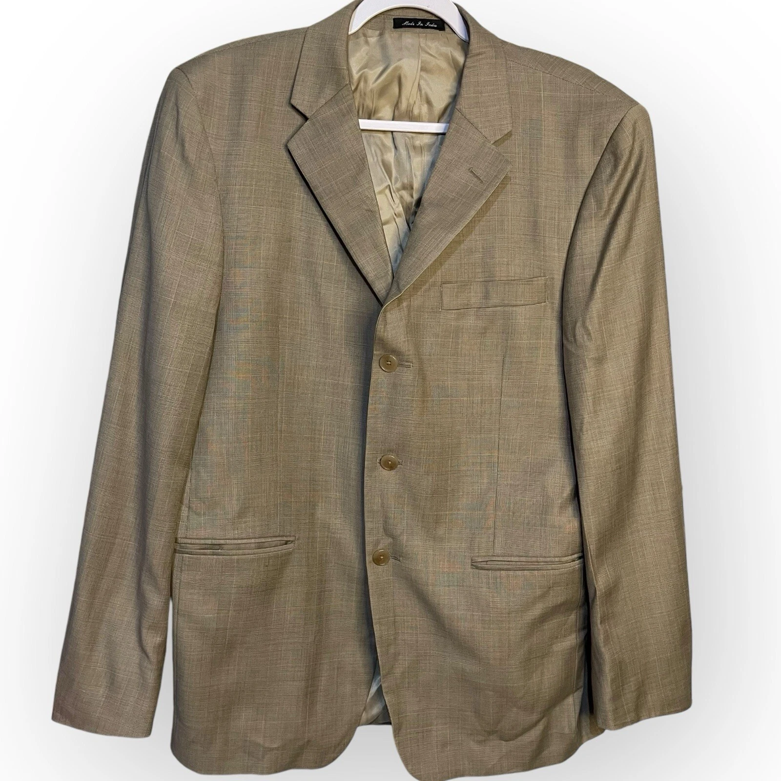 Claiborne Blazer Jacket Mens 41 R Tan Brown Casual Pockets Wool Preppy Academia