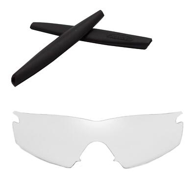 Walleva Non-Polarized Clear Lenses + Black Earsocks for Oakley M Frame Strike