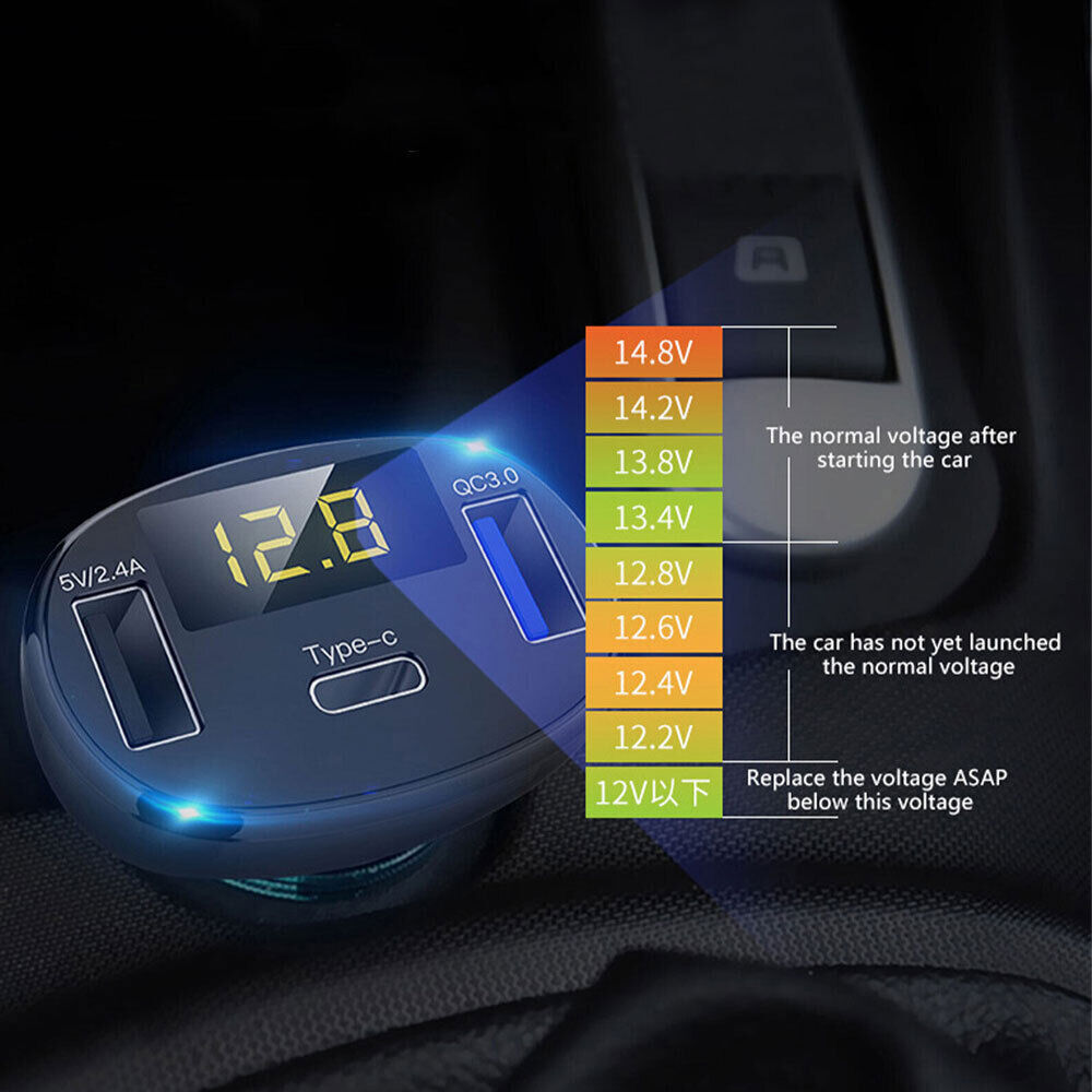 Car Accessories 3 Port USB TypeC Fast Charging Safe Phone Charger