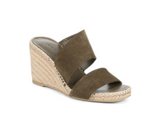 VINCE GARLIN SUEDE ESPADRILLE WEDGE SANDALS SPRUCE SIZE 9M
