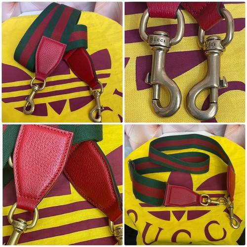 GUCCI X ADIDAS RED Textured Dolklar Calfskin Web Trefoil Mini Duffle Bag NWTS - Bild 12 von 24
