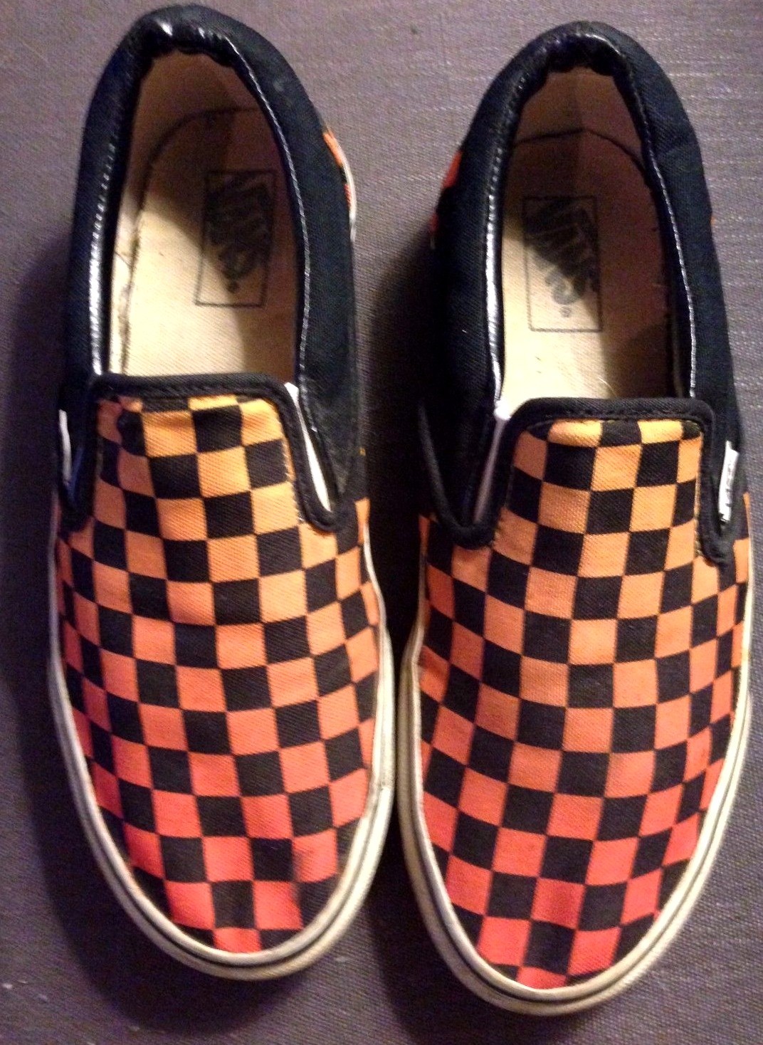 vans slip on checkerboard orange