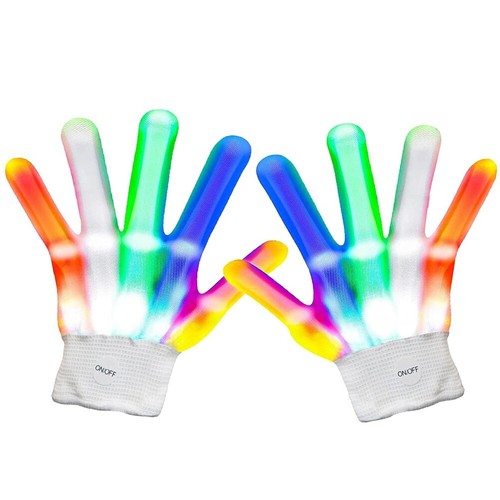 1pc LED Light Up Gloves Rainbow Colourful Flashing Finger For Party Props UK - Picture 5 of 12