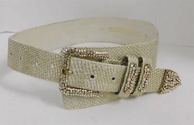 Vintage LEATHEROCK distressed ivory belt Women main image 3