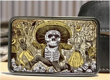Day of the Dead Skeleton Belt Buckle