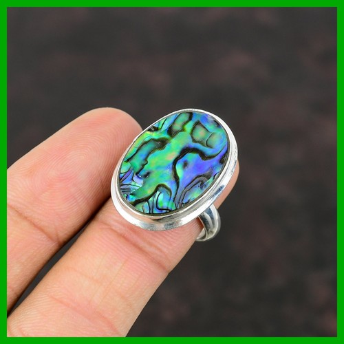 Mothers day Deal Sterling Silver Oval Abalone Shell Stone New Vintage Bezel Ring - Picture 4 of 7