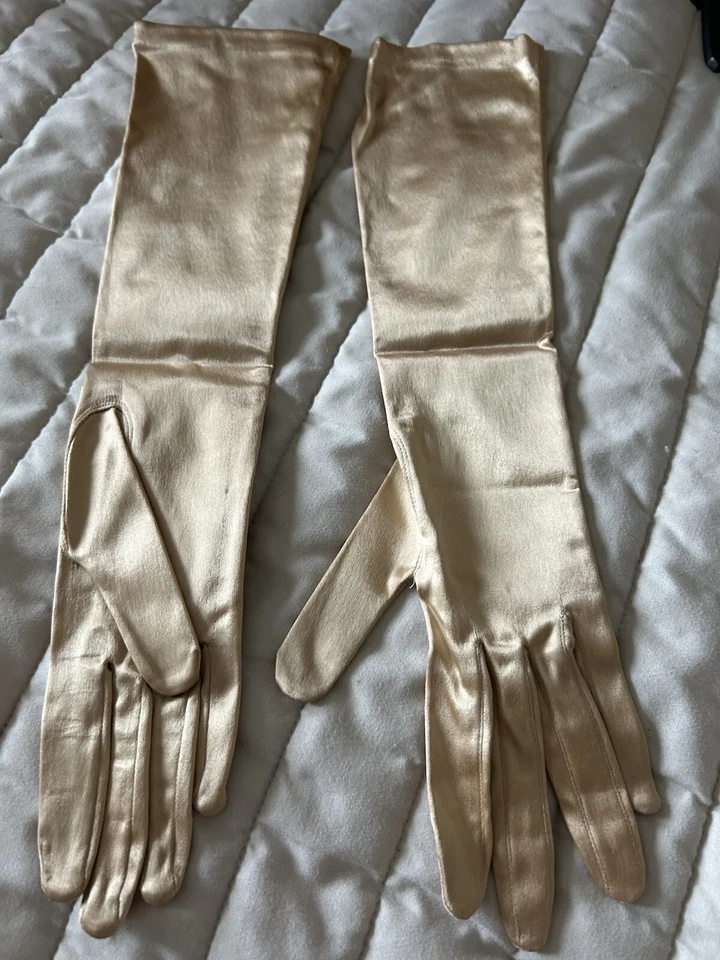 Guantes de ópera vintage para mujer Novoglove beige rayón y nailon Alemania Occidental-pequeños Foto 2 de 4
