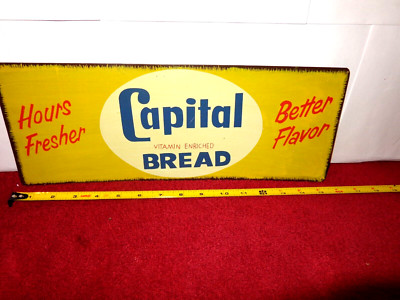 6x15 in CAPITAL VITAMIN ENRICHED BREAD ADVERTISING SIGN THIN DIE CUT METAL -Z424