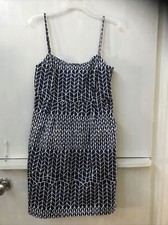 Gap Women's Size 8 Sheath Dress Navy Blue White Spaghetti Strap Pockets