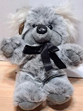 Cuddle Wit Grey Koala Teddy Bear Black Bow Plush Stuffed Animal 12" Vintage Toy