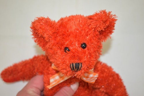 Halloween Ganz Spooky Sparkles Stuffed Plush Bear 8" Orange RARE - Picture 3 of 9