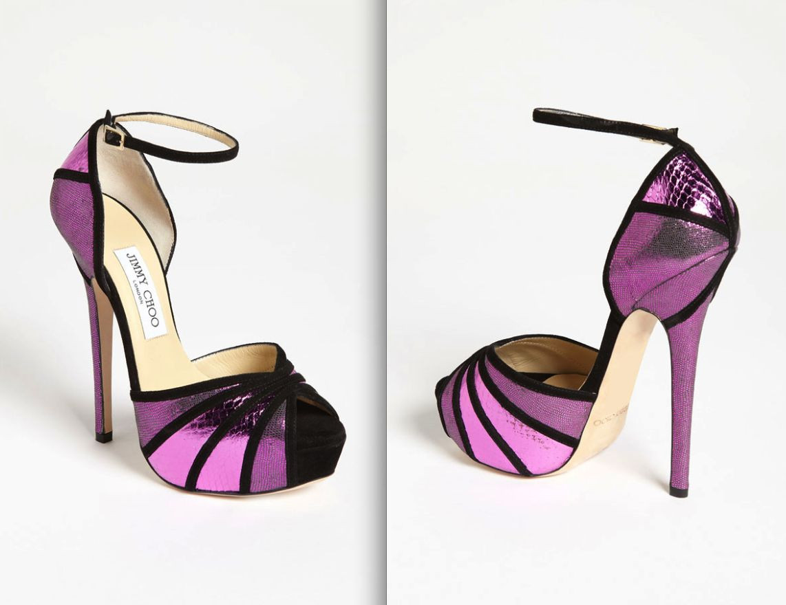 Ch-shop 専用ページ Jimmy Choo Kalpa Purple Snakeskin Shimmer Black Ankle Strap