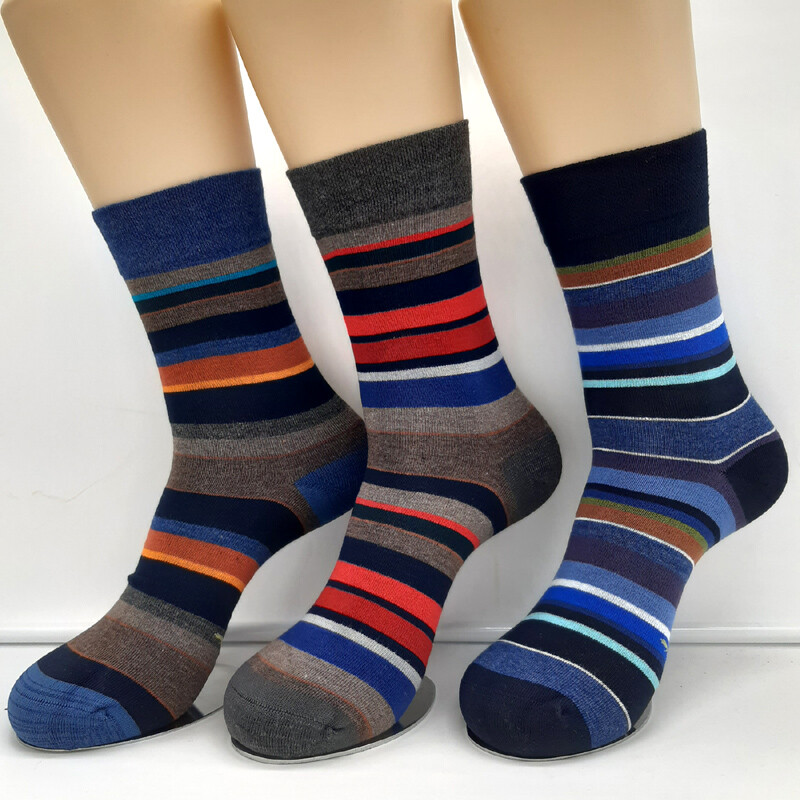 3 Par Mujer Bambú Calcetines Suave Borde sin Goma a Rayas de Colores 35 Hasta 42