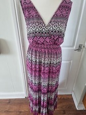 Original  Dress Pink/black   V-neck Sleeveless Maxi Dress Uk18  Cruise Holiday 