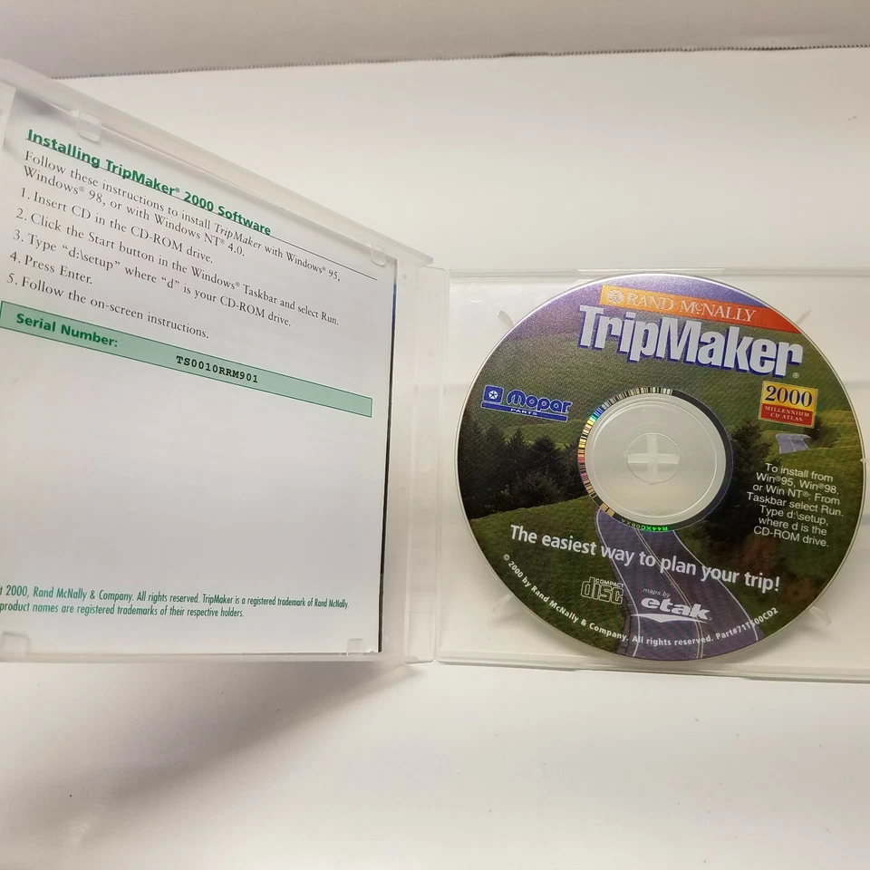 VTG Rand McNally TripMaker User's Guide 2000 Millennium CD Atlas Mopar Etak Maps - Image 2 of 3
