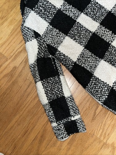 Cat & Jack Black/White Plaid Girls Textured Dress Pea Coat Kids Sz Small (6/6x) - Picture 15 of 17