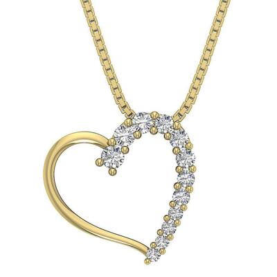 14K White Yellow Rose Gold Heart Pendant Necklace I1 G 0.45 Carat Diamond