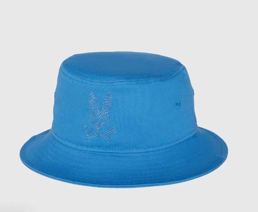 New Psycho Bunny Mens Edge Bucket Yale Blue Hat MSRP $60.00 - ONE SIZE