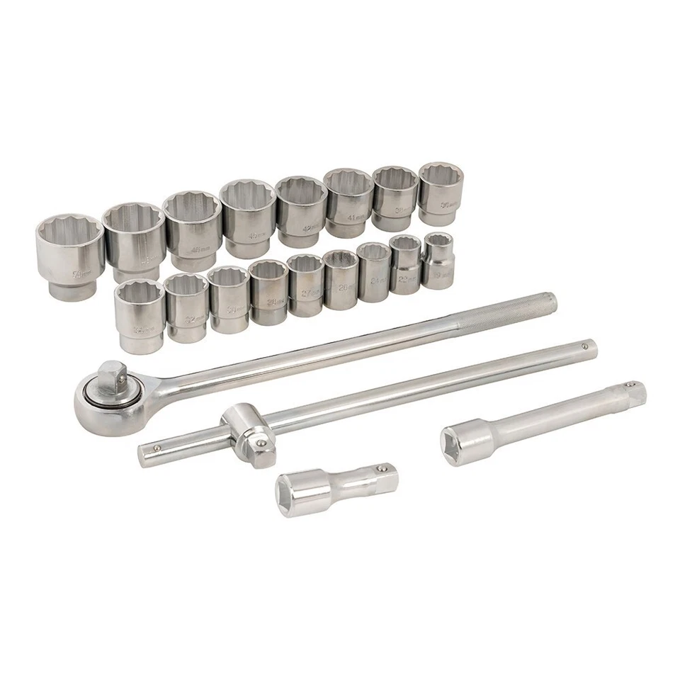 SERIE SET CHAIVI A BUSSOLA 21 PZ DA 3/4" METRICHE 19-50mm +CRICCHETTO SILVERLINE - Immagine 3 di 4