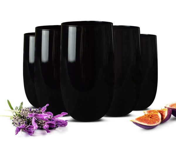 6 Schwarze TrinkgläSer 420Ml GläSer SaftgläSer CocktailgläSer LongdrinkgläSer-image