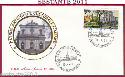 ITALY FDC ROME LUXOR 489 HISTORIC CENTER VICTORIANO S. GREGORIO 1991 TURIN T922