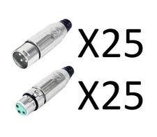 Lot of 50 (25 each) Switchcraft AAA3FZ & AAA3MZ XLR Connectors, Cable Mount