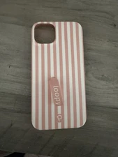 Loopy Case For Apple 15 plus. Pink/white stripe