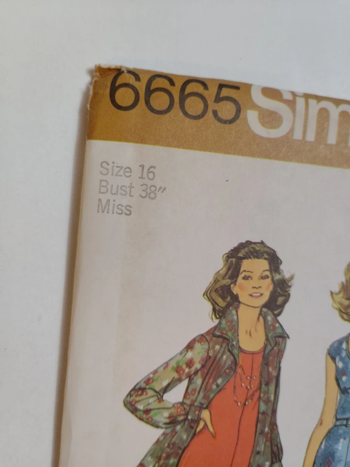 Simplicity 6665 Dress Shirt Jacket Sewing Pattern Ladies 16 UC VTG Long Short - Image 2 of 4