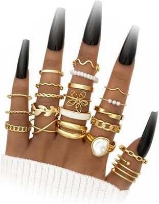 25PCS Gold Knuckle Rings Set Stackable Midi Finger Rings for Women